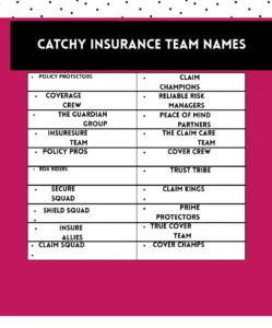 Catchy Insurance Team Names 
