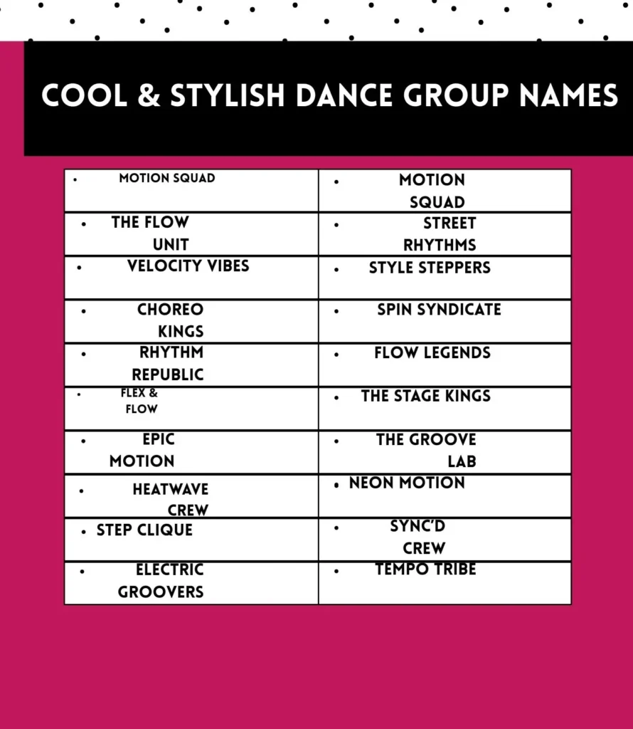 Dance Team Names for Pom, Kick, Hip Hop and Game Day Squads 2 Cool & Stylish Dance Group Names