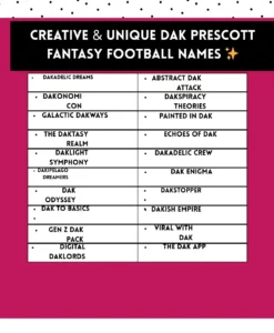 301+ Dak Prescott Fantasy Football team Names to Rule Your League 🏈 2 Creative and unique Dak Prescott fantasy football team name ideas for inspiration
