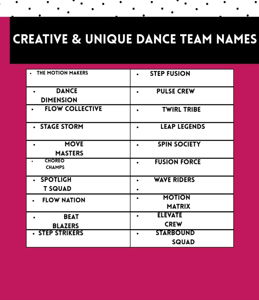 Dance Team Names for Pom, Kick, Hip Hop and Game Day Squads 1 Creative & Unique Dance Team Names