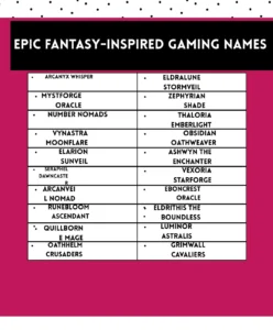 Magical and legendary fantasy gaming names with heroic vibes