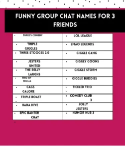 Funny Group Chat Names for 3 Friends 