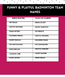 Funny & Playful Badminton Team Names