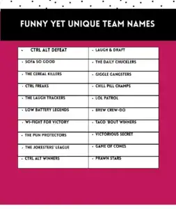 Funny Yet Unique Team Names 