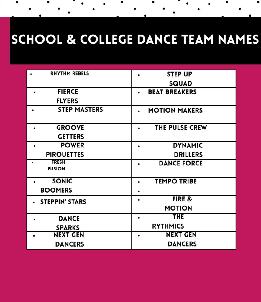 Dance Team Names for Pom, Kick, Hip Hop and Game Day Squads 3 School & College Dance Team Names