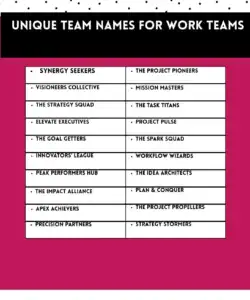 Unique Team Names for work