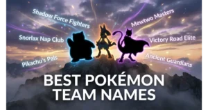 best Pokémon team names displayed in a cinematic trainer-themed design