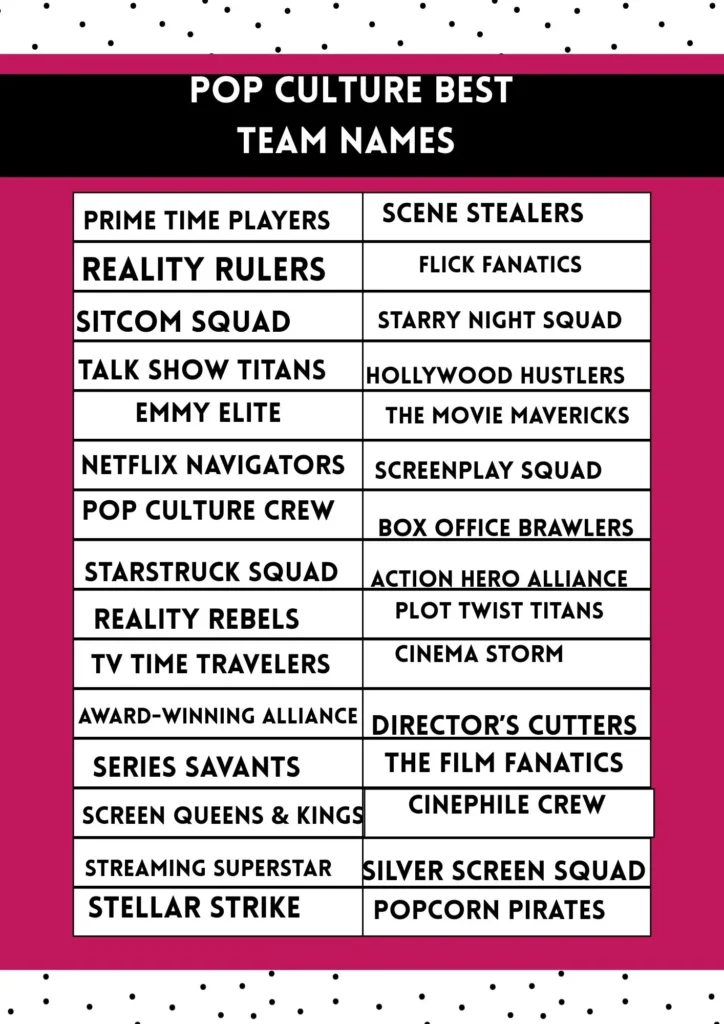 pop culture team names