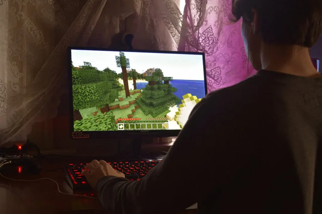 An epic Minecraft world with castles, forests, and glowing skies representing creative, funny, and aesthetic Minecraft names for clans, servers, and worlds.