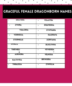 Graceful female Dragonborn names combining elegance, strength, and fantasy-inspired charm.