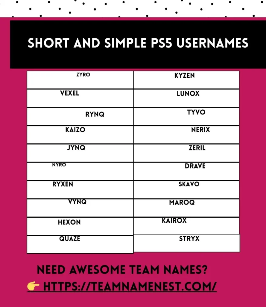 Short and simple PS5 usernames that are clean, minimal, and easy to remember.
