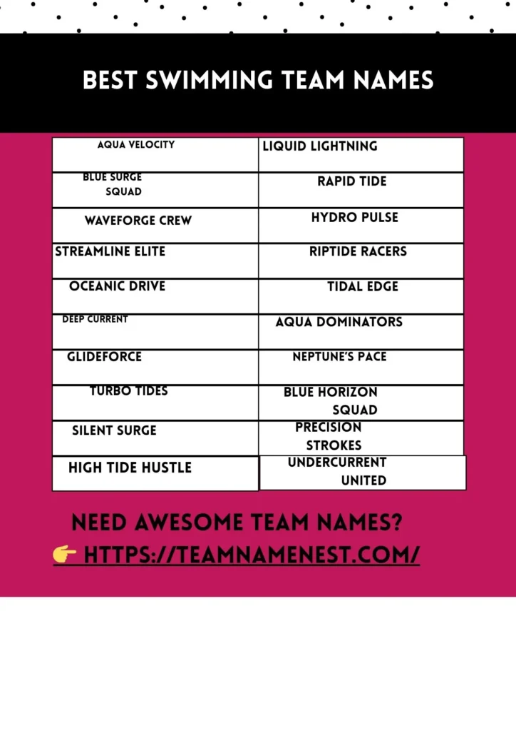 650+ Best Swimming Team Names That Are Funny, Cool & Creative 1 USA swimming team names inspired by American pride, strength, and competitive swimming.