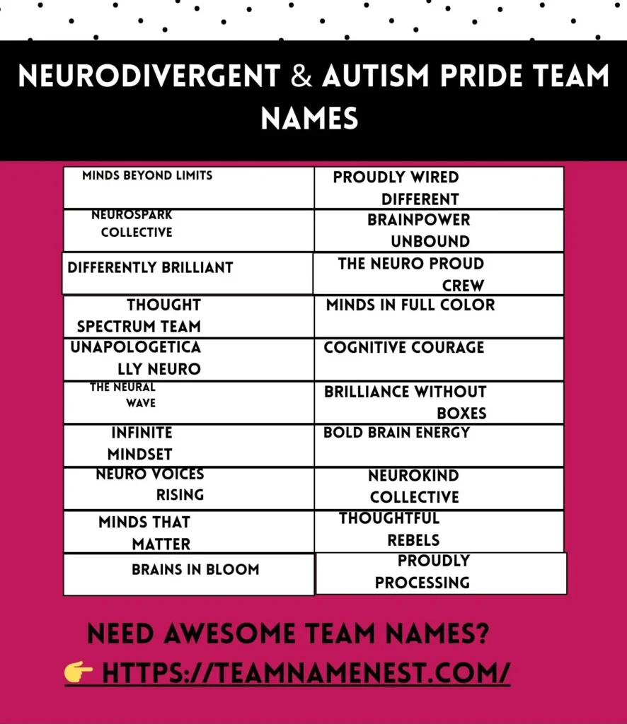 Autism Awareness Team Names for Walks, Events & Communities 2 Neurodivergent and autism pride team names celebrating inclusion and identity.