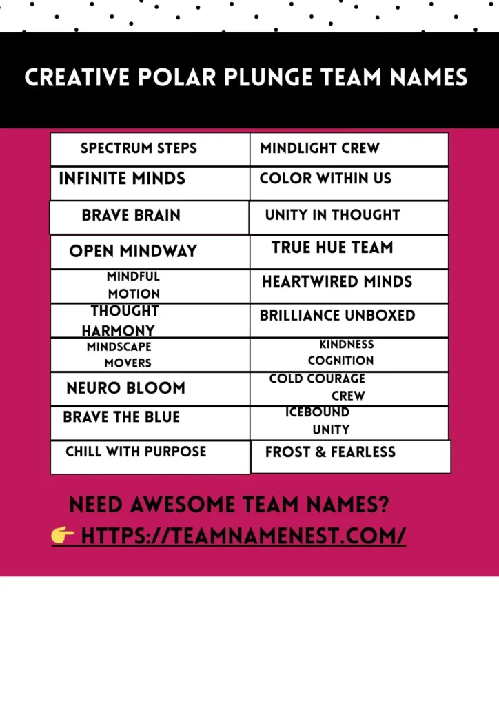 Creative polar plunge team names with fun, icy, and winter-themed ideas.
