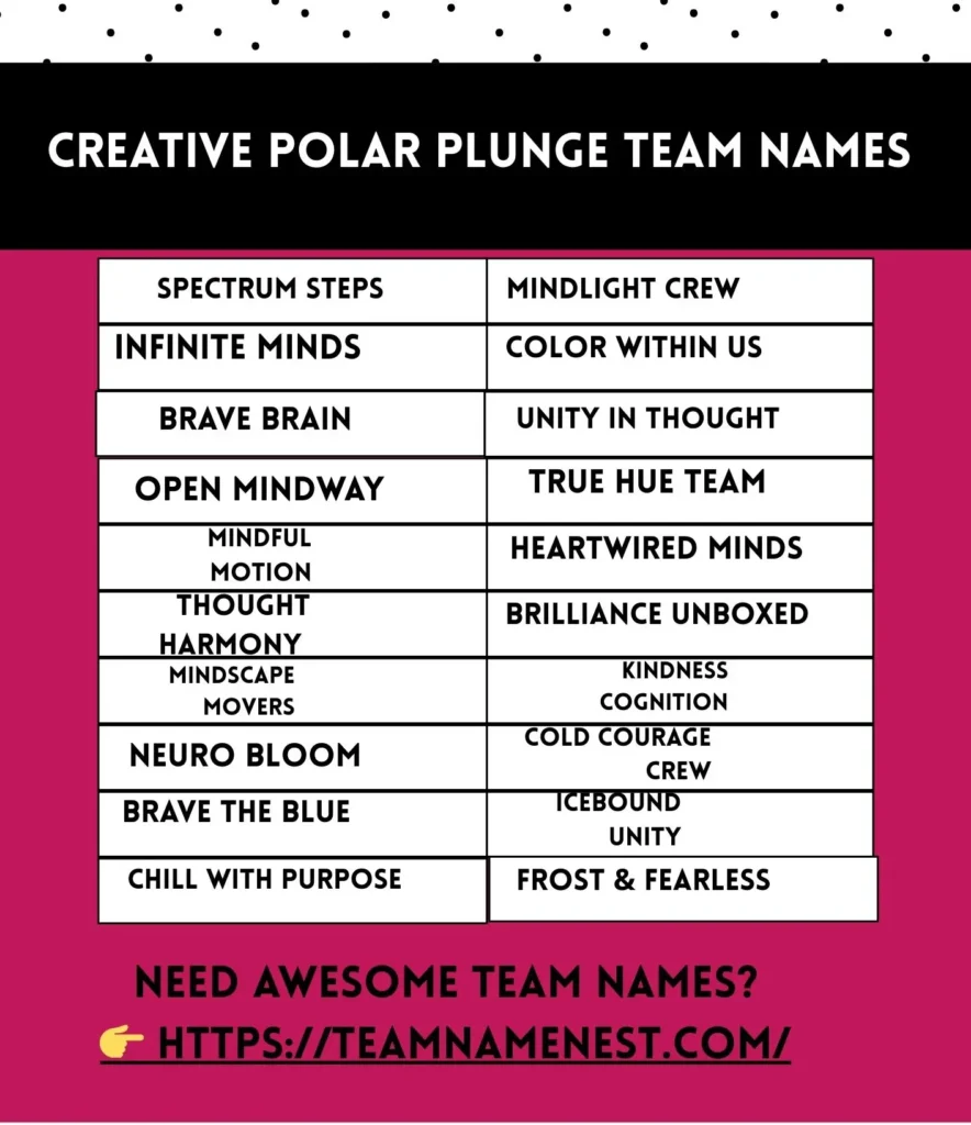 Creative polar plunge team names with fun, icy, and winter-themed ideas.