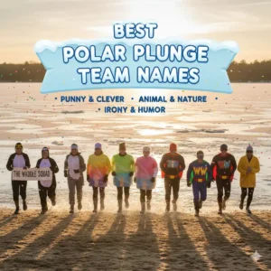 Polar Plunge team jumping into icy water during winter charity event