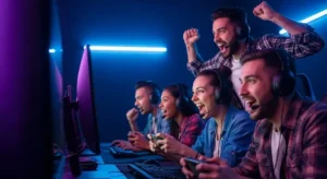 Best Fortnite team names featured image showing gamers celebrating a win