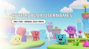 A cute Roblox usernames banner with playful block characters and pastel colors