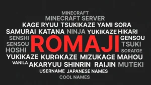 cool romaji names for minecraft server word cloud